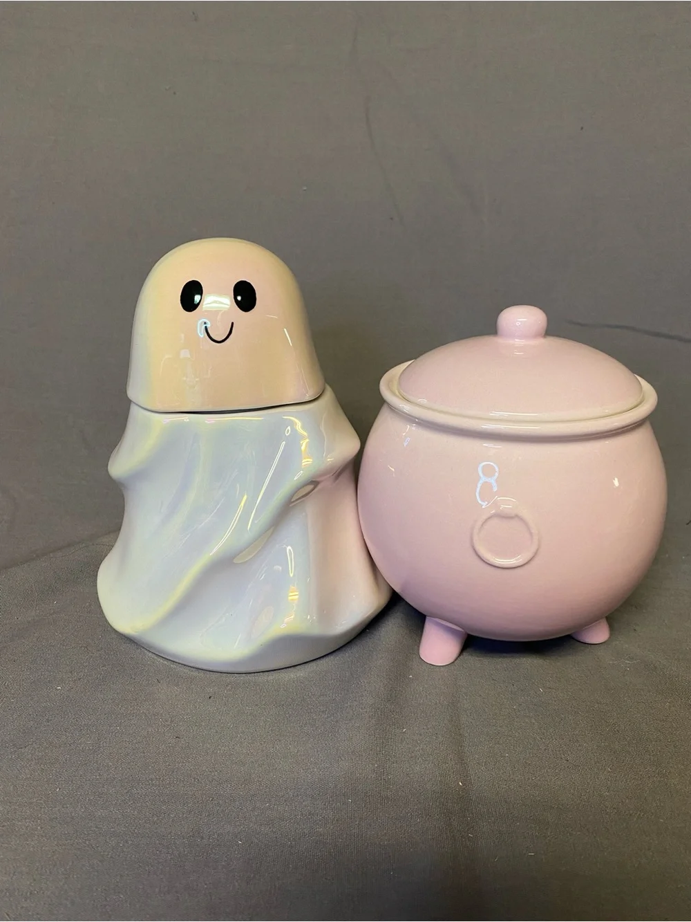 Retired Target ceramic treat jars, ghost and cauldron